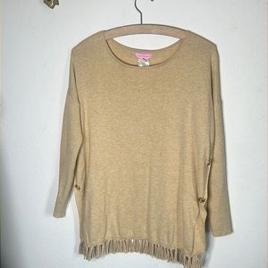 Lilly Pulitzer Beige Sweater with Fringe Accents